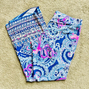 VGUC Lilly Pulitzer Bal Harbour Palazzo Pant in Blue Grotto Legga Sea Engineered